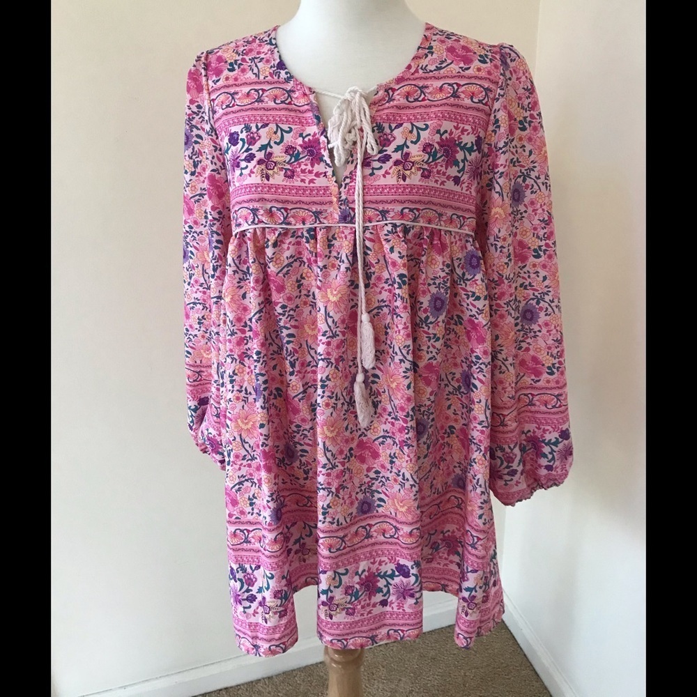 Zara pink floral loose fitting L/S top
